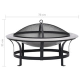 NNEVL Outdoor Fire Pit with Grill Stainless Steel 76 cm