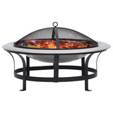 NNEVL Outdoor Fire Pit with Grill Stainless Steel 76 cm