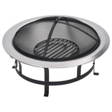 NNEVL Outdoor Fire Pit with Grill Stainless Steel 76 cm