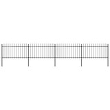 NNEVL Garden Fence with Spear Top Steel 6.8 m Black