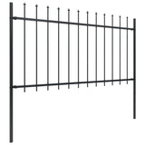 NNEVL Garden Fence with Spear Top Steel 6.8 m Black