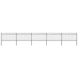 NNEVL Garden Fence with Spear Top Steel 8.5 m Black