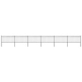 NNEVL Garden Fence with Spear Top Steel 10.2 m Black