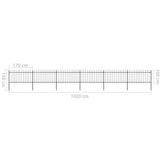 NNEVL Garden Fence with Spear Top Steel 10.2 m Black