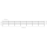 NNEVL Garden Fence with Spear Top Steel 11.9 m Black
