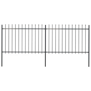 NNEVL Garden Fence with Spear Top Steel 3.4 m Black