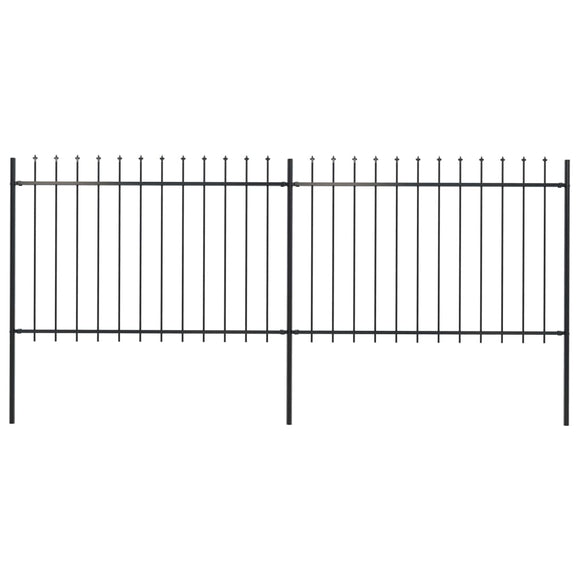 NNEVL Garden Fence with Spear Top Steel 3.4 m Black
