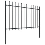 NNEVL Garden Fence with Spear Top Steel 3.4 m Black