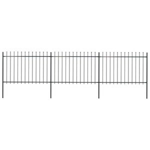 NNEVL Garden Fence with Spear Top Steel 5.1 m Black