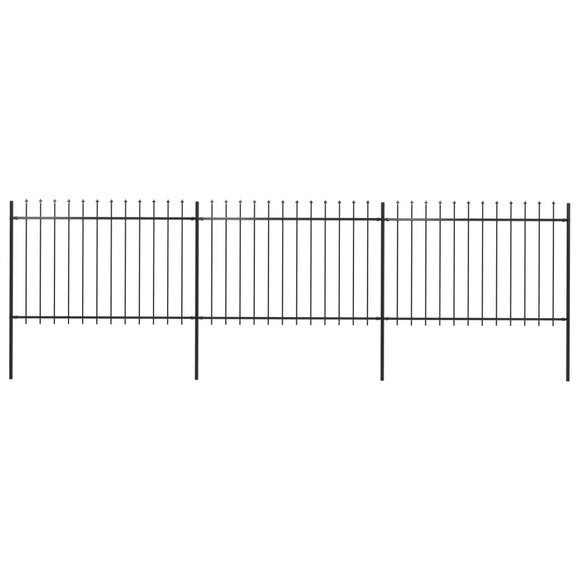 NNEVL Garden Fence with Spear Top Steel 5.1 m Black