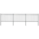 NNEVL Garden Fence with Spear Top Steel 5.1 m Black