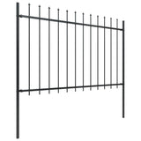 NNEVL Garden Fence with Spear Top Steel 5.1 m Black