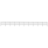 NNEVL Garden Fence with Spear Top Steel 17 m Black