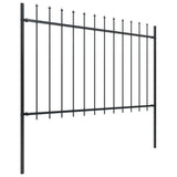 NNEVL Garden Fence with Spear Top Steel 17 m Black