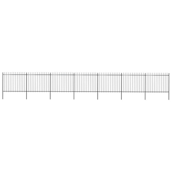 NNEVL Garden Fence with Spear Top Steel 11.9 m Black