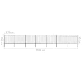 NNEVL Garden Fence with Spear Top Steel 11.9 m Black