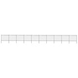 NNEVL Garden Fence with Spear Top Steel 17 m Black