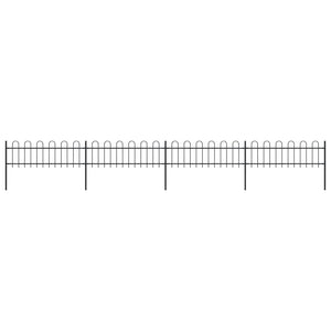 NNEVL Garden Fence with Hoop Top Steel 6.8 m Black