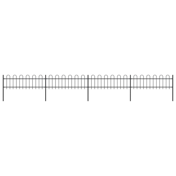 NNEVL Garden Fence with Hoop Top Steel 6.8 m Black