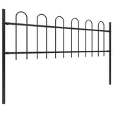 NNEVL Garden Fence with Hoop Top Steel 6.8 m Black