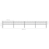 NNEVL Garden Fence with Hoop Top Steel 6.8 m Black