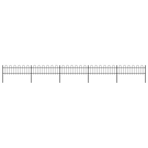 NNEVL Garden Fence with Hoop Top Steel 8.5 m Black