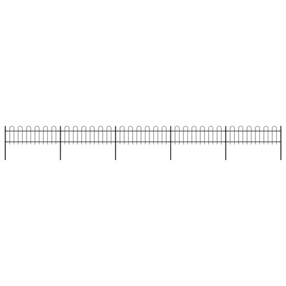 NNEVL Garden Fence with Hoop Top Steel 8.5 m Black