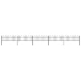 NNEVL Garden Fence with Hoop Top Steel 8.5 m Black