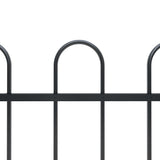 NNEVL Garden Fence with Hoop Top Steel 8.5 m Black