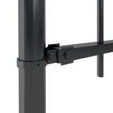 NNEVL Garden Fence with Hoop Top Steel 8.5 m Black