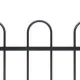 NNEVL Garden Fence with Hoop Top Steel 10.2 m Black