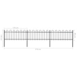 NNEVL Garden Fence with Hoop Top Steel 5.1 m Black