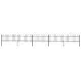 NNEVL Garden Fence with Hoop Top Steel 8.5 m Black