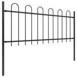 NNEVL Garden Fence with Hoop Top Steel 8.5 m Black