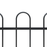 NNEVL Garden Fence with Hoop Top Steel 8.5 m Black