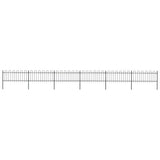 NNEVL Garden Fence with Hoop Top Steel 10.2 m Black