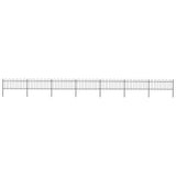 NNEVL Garden Fence with Hoop Top Steel 11.9 m Black