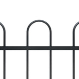 NNEVL Garden Fence with Hoop Top Steel 11.9 m Black