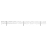 NNEVL Garden Fence with Hoop Top Steel 13.6 m Black