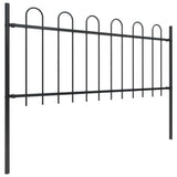 NNEVL Garden Fence with Hoop Top Steel 17 m Black