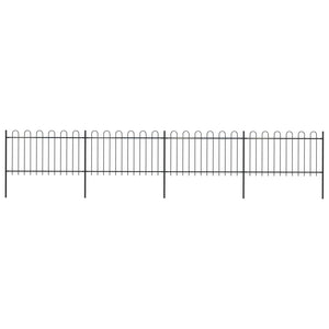 NNEVL Garden Fence with Hoop Top Steel 6.8 m Black