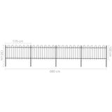 NNEVL Garden Fence with Hoop Top Steel 6.8 m Black