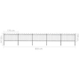 NNEVL Garden Fence with Hoop Top Steel 8.5 m Black