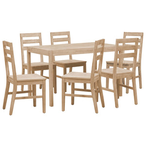 NNEVL 7 Piece Dining Set Solid Wood Acacia