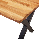 NNEVL 3 Piece Dining Set Solid Wood Oak Natural