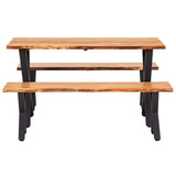 NNEVL 3 Piece Dining Set Solid Wood Oak Natural