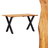 NNEVL 3 Piece Dining Set Solid Wood Oak Natural