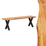 NNEVL 3 Piece Dining Set Solid Wood Oak Natural