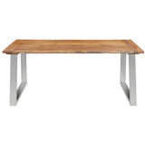 NNEVL 3 Piece Dining Set Solid Wood Acacia Brown