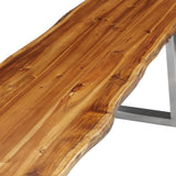 NNEVL 3 Piece Dining Set Solid Wood Acacia Brown